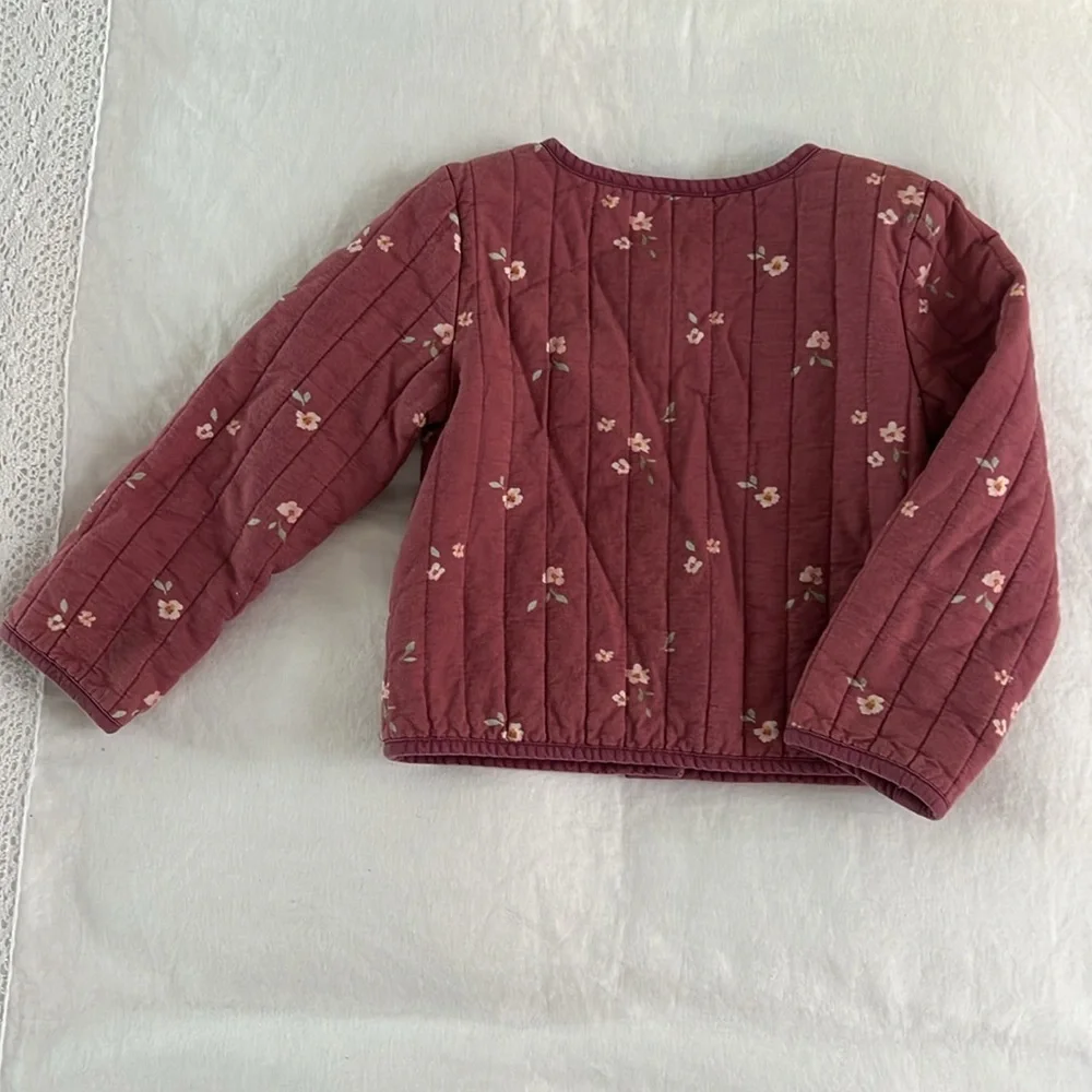 Pink/Purple Girls Jacket with Wood Buttons and flowers